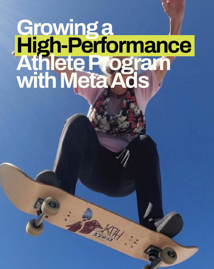 Editorial image representing Meta advertising for a high-performance youth athlete program, highlighting digital marketing, growth and sports performance.